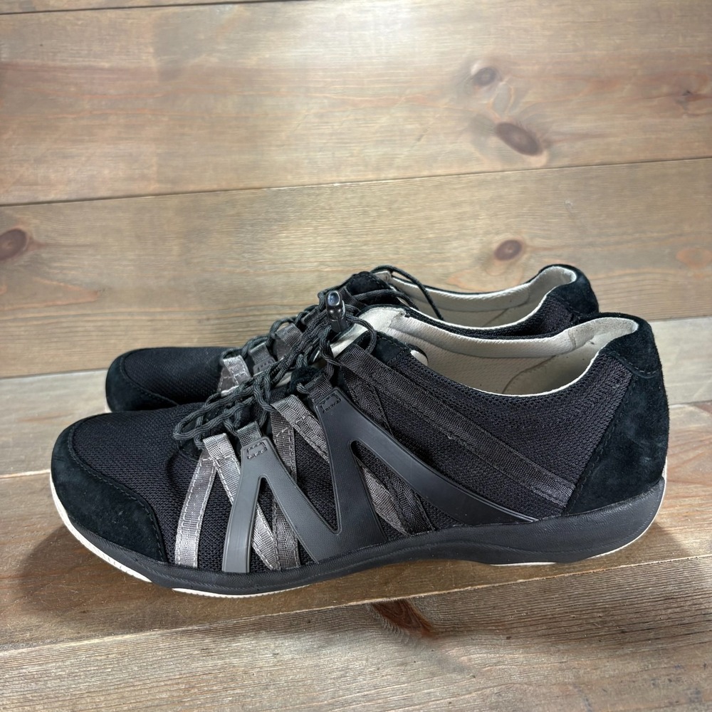 Dansko Henriette Womens size 42 shoes Black Suede Bungee Lace Comfort sneakers